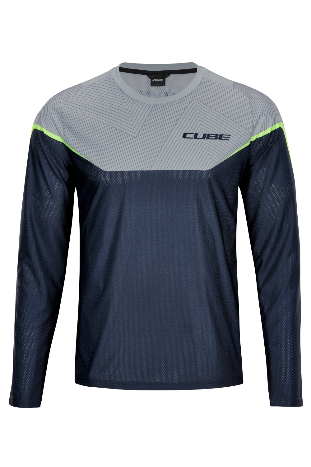 Jersey Cube EDGE Roundneck L/S (11142, grey/lime, L)